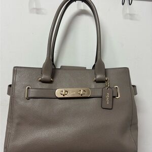 Coach Taupe Leather Tote Bag